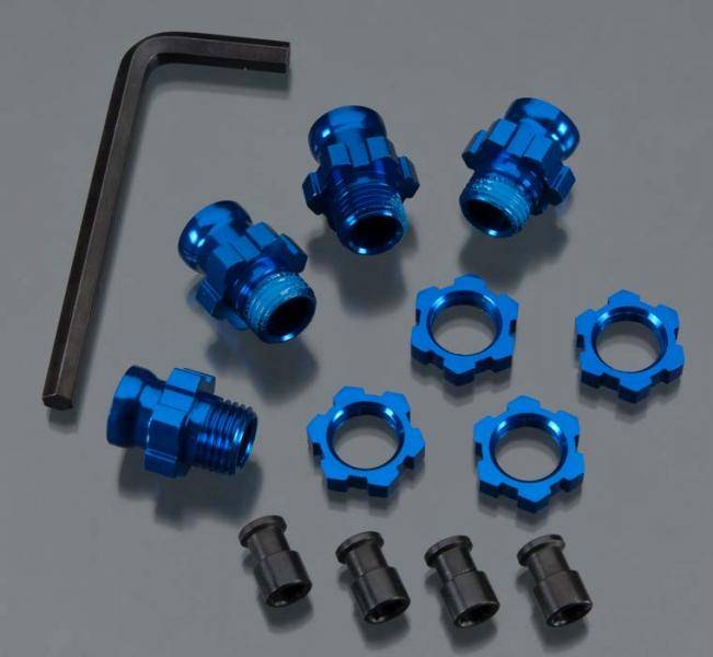 Traxxas 5853X Wheel Hub Set 17mm Short(2)Long(2)Blu Slash 2WD 