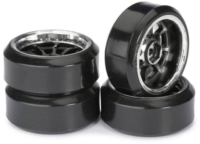 Absima 2510045 Wheel Set Drift LP 9 Spoke Profile C Black/Chrome