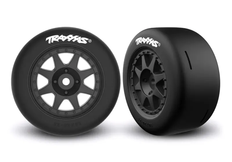 Traxxas 10875 Tires & Wheels Speed Slicks Soft / Mini Rally Black Rear (2)