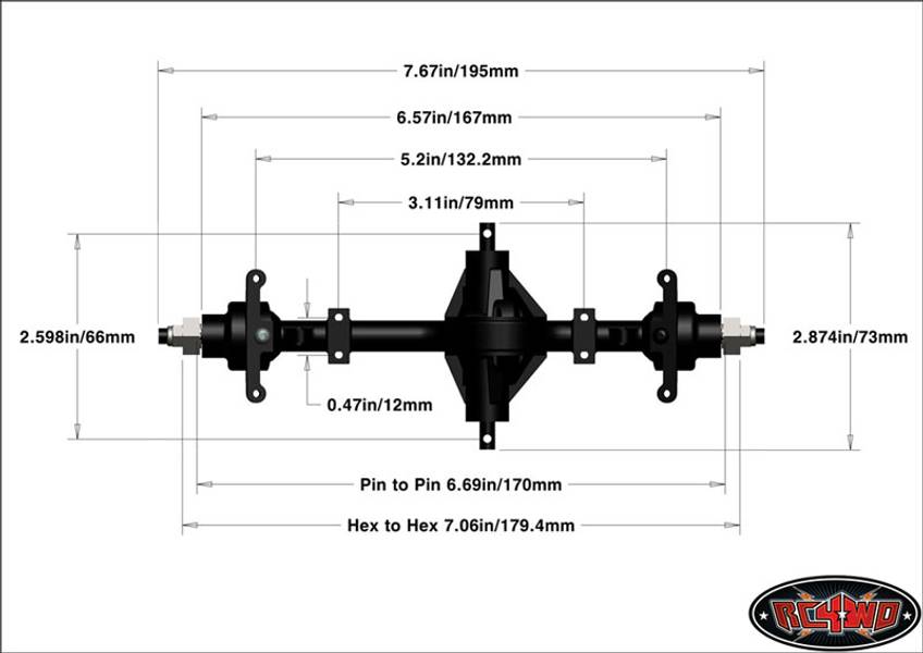 RC4WD A0086 Yota II Ultimate Scale Cast Axle (Center Front)