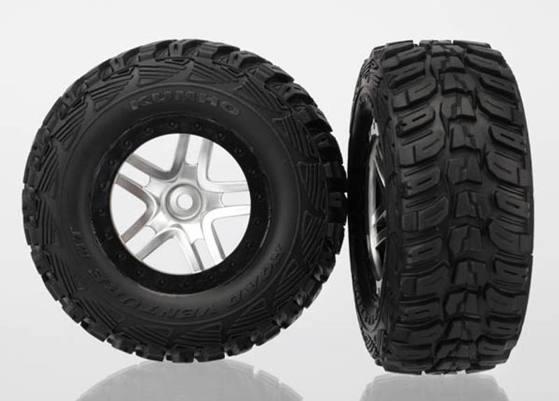 Traxxas 6874 Tires & Wheels, Kumho/Split-Spoke, 4WD/2WD Rear (2)