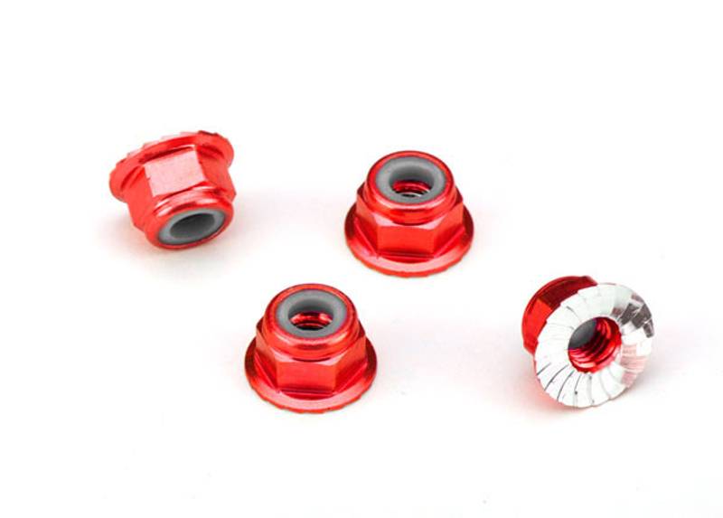 Traxxas 1747A Lock Nut Flanged M4 Alu Red (4)