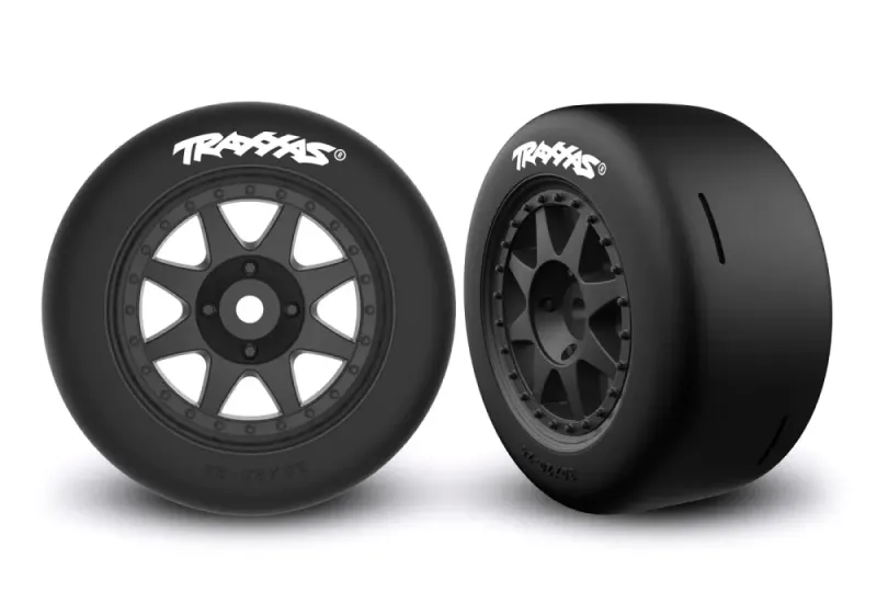 Traxxas 10876 Tires & Wheels Speed Slicks Hard / Mini Rally Black Front (2)