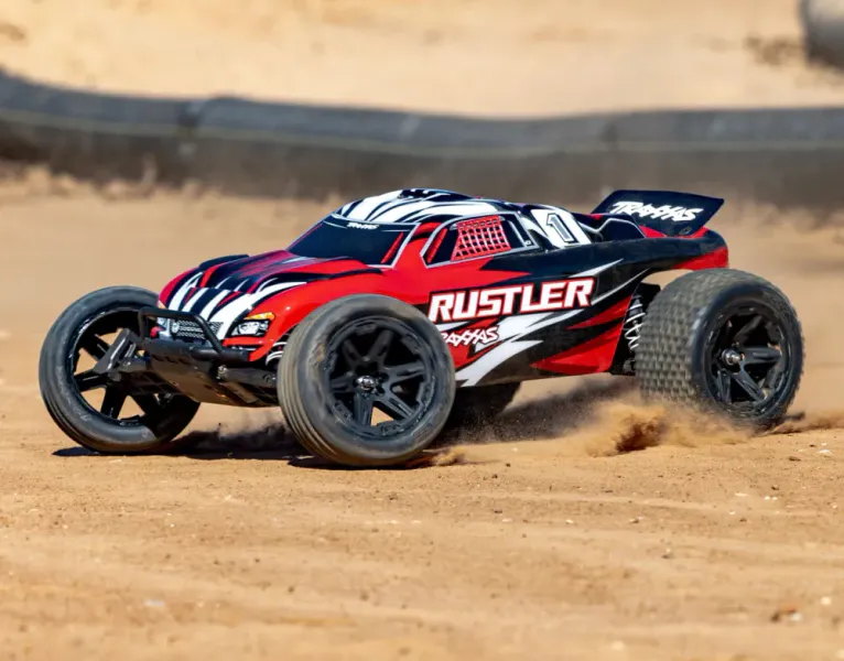 Traxxas 372548 Rustler 2WD 1/10 RTR TQ EHD REDX With Battery/Charger