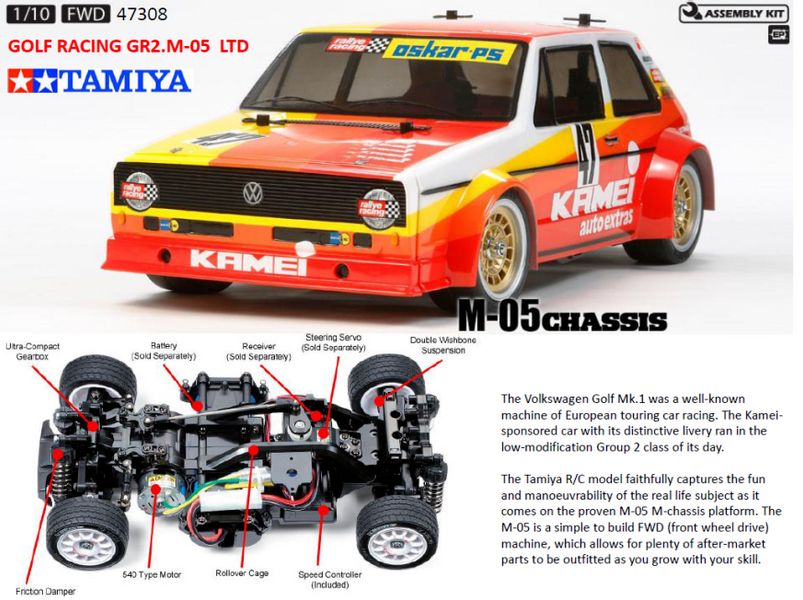 Tamiya 47308 GOLF RACING GR.2 (M-05) KAMEI  NO ESC