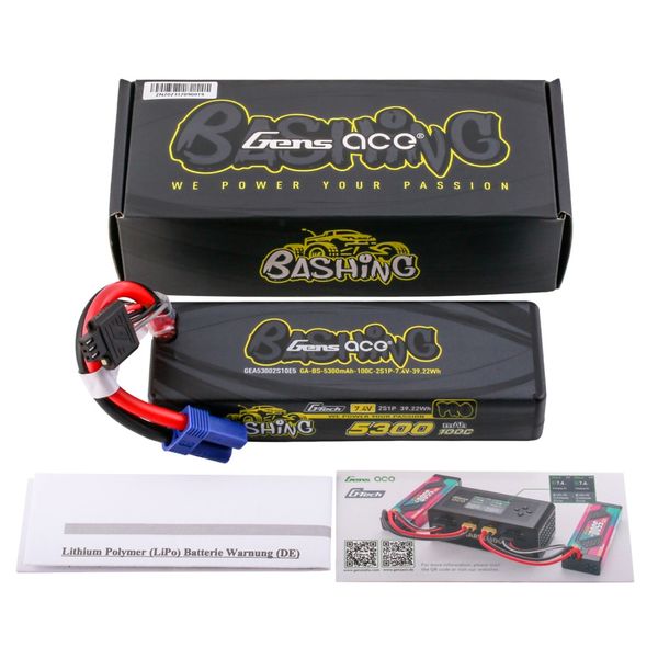 Gens Ace 2s 5300mAh 100C EC5 Bashing G-Tech