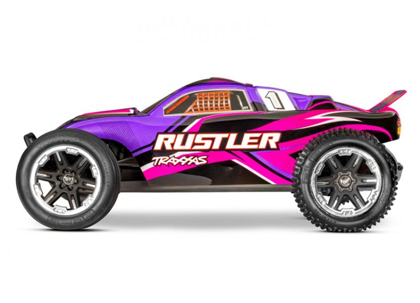Traxxas 372548 Rustler 2WD 1/10 RTR TQ EHD Pink With Battery/Cha